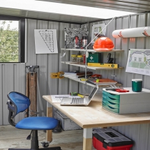 shed with construction materials